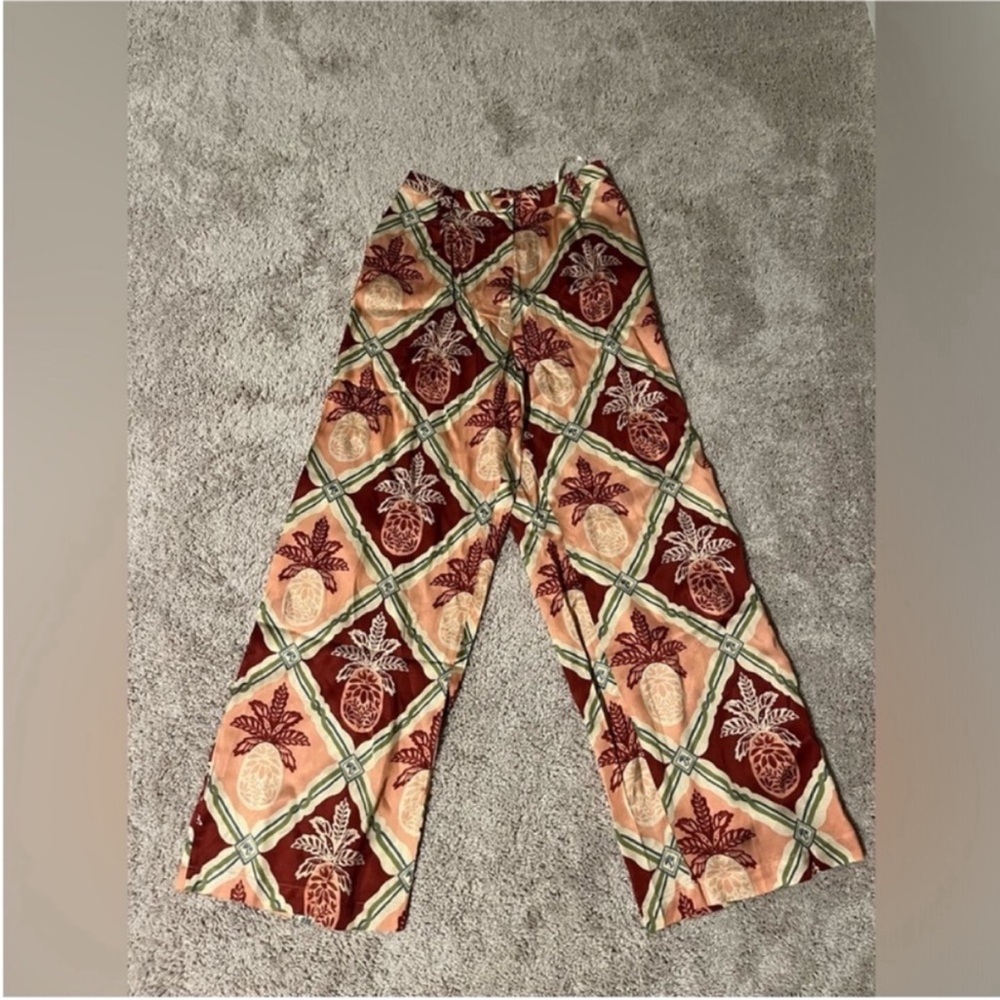Farm Rio Floral Patterned pineapple Wide-Leg‎ Pants size small - Picture 5 of 5